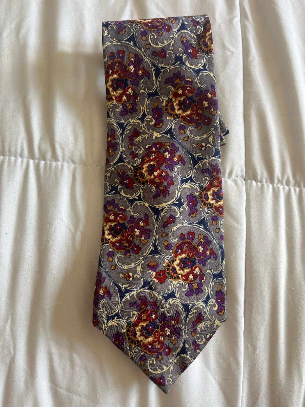 Christian Dior - Silk Patterned Tie in Purple and Gold